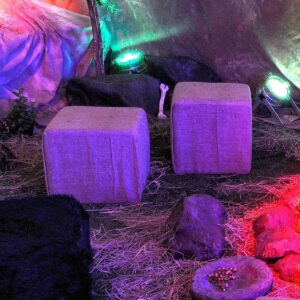 Hessian-Covered Cube Seating