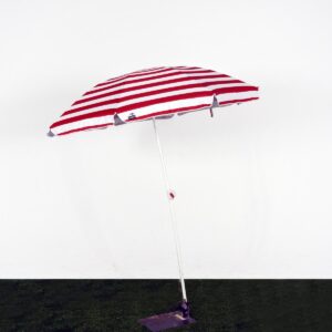 Beach Umbrella, White and Red Striped