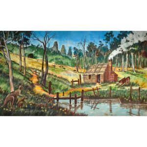 Australian Bush with Hut Painted Backdrop BD-0100