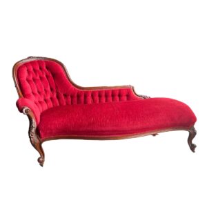 Velour Chaise Lounge, Red